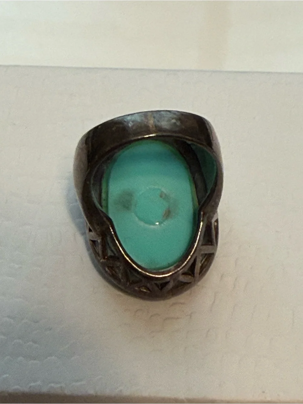 Vintage art deco revival sterling silver oval turquoise cabochon marcasite ring